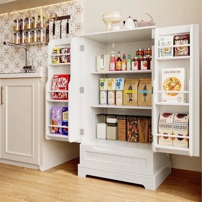 LunaLulinlk 41" H Pantry Cabinet with 2 Doors and 1 Drawer, Solid and Sturdy, Storage Cabinet for Entryway, Kitchen - White