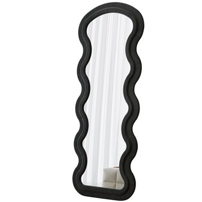 AZL1 Life Concept Decorative Wall Mirror Full Length Mirror with Flannel Wave Design for Bedroom Living Room Entryway, Black, 66.2"*26.7"*2.75"