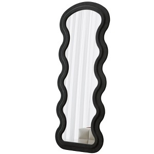 AZL1 Life Concept Decorative Wall Mirror Full Length Mirror with Flannel Wave Design for Bedroom Living Room Entryway, Black, 66.2"*26.7"*2.75" - 1 of 4