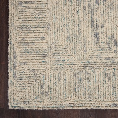 Ivory/Grey/Teal 8' x 10' Hand-Tufted Wool Rectangular Rug