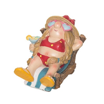 Beachcombers Red Bikini Suntanning Gnome Figurine
