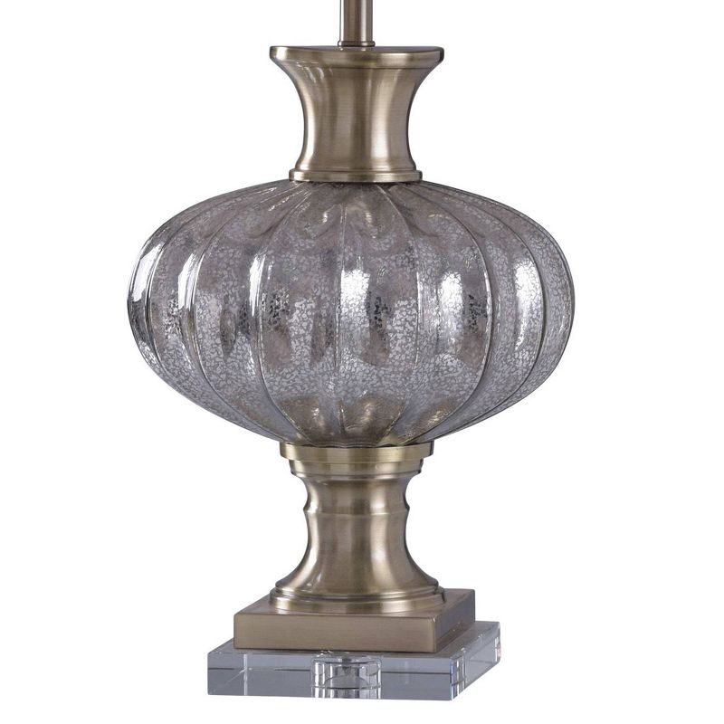 Fener Ribbed Mercury Glass with Metal and Crystal Base Gold Table Lamp - StyleCraft, 4 of 5