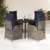 vidaXL Patio Dining Set with Cushions Outdoor Garden Seating Gray Poly Rattan - 31.5" Table Length Without Footrest 4 Items - 2 of 4