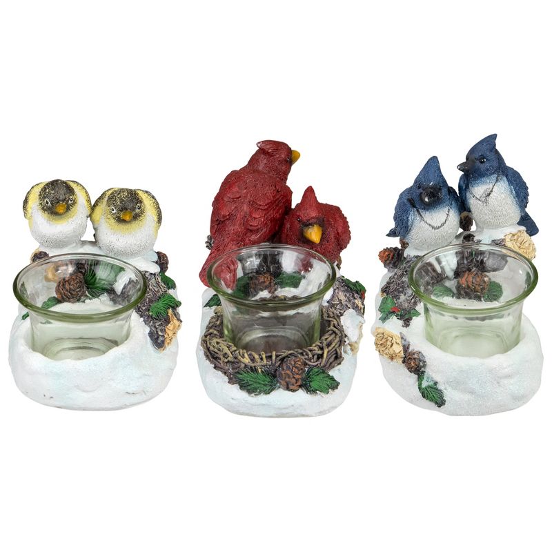 Northlight Set of 3 Christmas Birds Tabletop Decoration with Tealight Candle Holders 5.75", 2 of 5