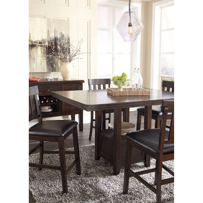 Haddigan Dark Brown Wood Extendable Counter Height Dining Table
