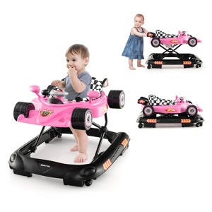 Safstar 4-in-1 Baby Walker, Foldable Infant Activity Push Walker, w/Adjustable Heights, Music, Lights, Removable Tray, for 7-14 Months, Pink - 1 of 4