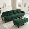 Whisen 115" Modern U-shaped Sectional Sofa, Upholstered Couch with Two Movable Ottomans and Side Tables - 2 of 4