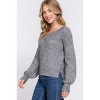 Slickblue Women's Double V-Neck Sweater, Long Sleeve Relaxed Fit, Black/Grey/Red/Yellow Knit, Size S-L - 4 of 4