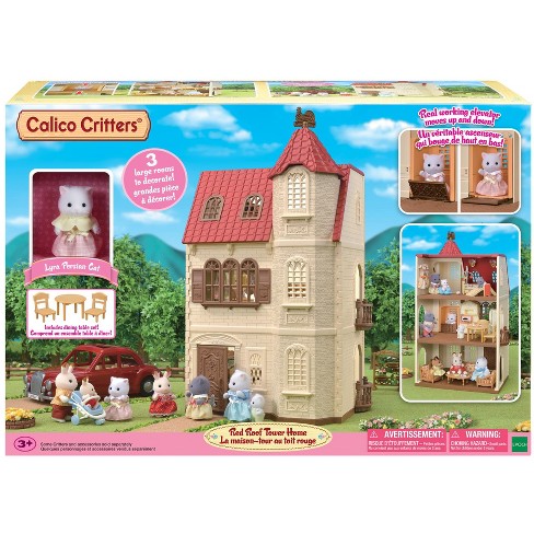 Calico Critters Red Roof Tower Home, 3 Story Dollhouse Playset With