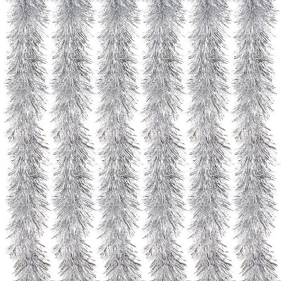 Juvale 6-Pack Christmas Party Garland - Sparkling Tinsel Home Decoration, Silver, 4 x 119 Inches