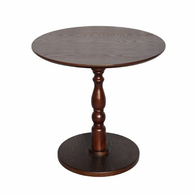 GlasFlength Coffee Tables Round Side Table Small Drink Table Small Accent Pedestal Table for Living Room Corners, Brown, 23.23"*23.23"*20.47"