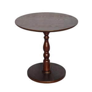 GlasFlength Coffee Tables Round Side Table Small Drink Table Small Accent Pedestal Table for Living Room Corners, Brown, 23.23"*23.23"*20.47" - 1 of 4