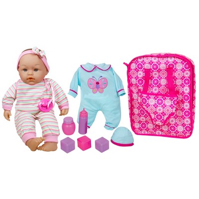 Lissi 14'' Baby Doll Set with Backpack, Accessories & Outfit – 7pc Toddler Toy