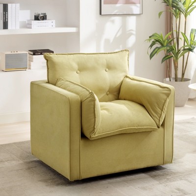 Swivel Accent Chair, Modern Swivel Armchair, Upholstered 360° Reading Sofa for Bedroom Living Room with Solid Metal Base, No Assembly Required