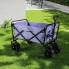 YONWAY Collapsible Folding Beach Wagon Cart with 220Lbs Capacity,with Big Wheels and Adjustable Handle,for Sand,Garden,Camping,Outdoor,Purple - 2 of 4
