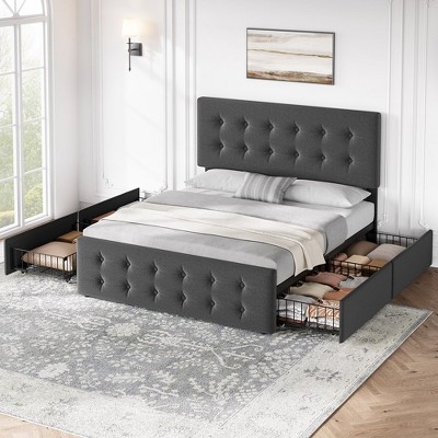 Whizmax Full Platform Bed Frame With Headboard And 4 Drawers Storage ...