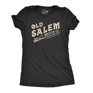 Womens Old Salem Broom Co T Shirt Funny Halloween Witch Tee - Crazy Dog Women's T Shirt - 1 of 4
