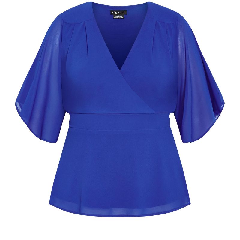 Women's Plus Size Elegant Wrap Top - ultra blue | CITY CHIC, 5 of 8