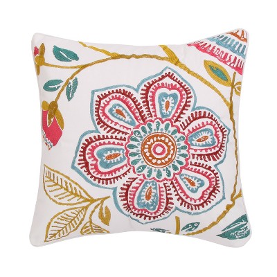 20x20 Saskia Flower Pillow Red - Mudhut