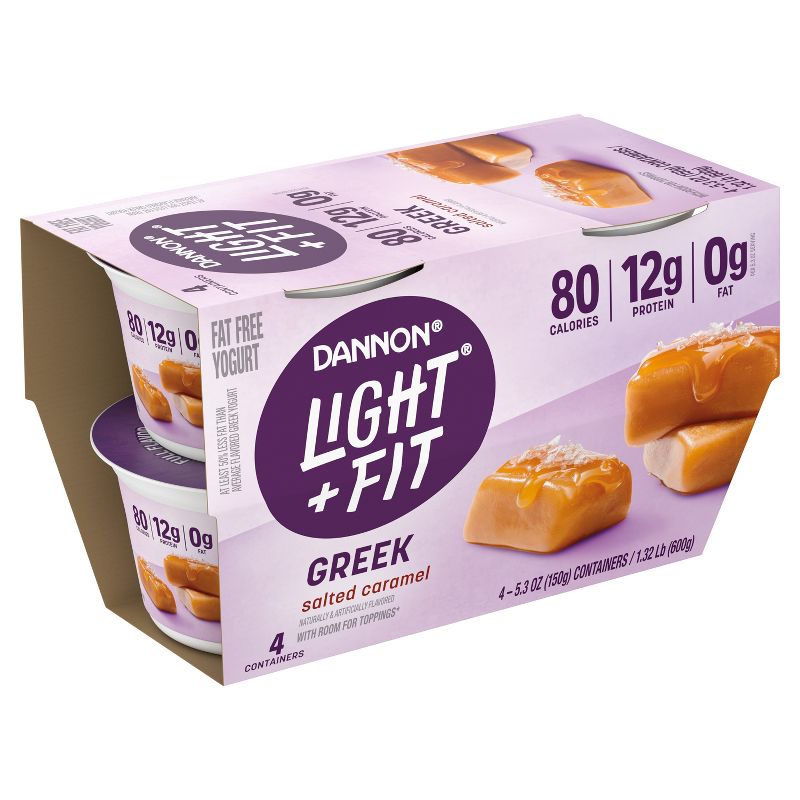 Light + Fit Nonfat Gluten-Free Salted Caramel Greek Yogurt - 4ct/5.3oz Cups, 4 of 9