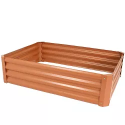 Sunnydaze Raised Powder-Coated Steel Rectangle Garden Bed Kit for Plants, Flowers, Herbs and Vegetables - 47" W x 11" Deep - Brown