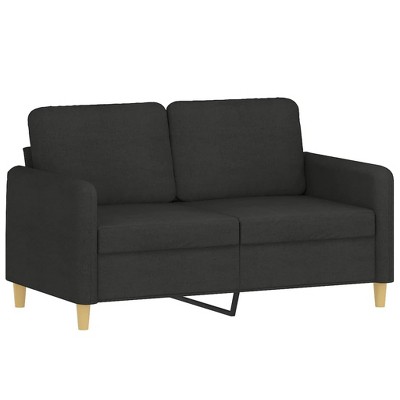 vidaXL Modern 2-Seater Sofa: Black 47.2" Fabric Couch with Thick Padding and Durable Frame for Living Room or Office Use