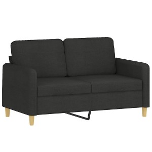 vidaXL Modern 2-Seater Sofa: Black 47.2" Fabric Couch with Thick Padding and Durable Frame for Living Room or Office Use - 1 of 4