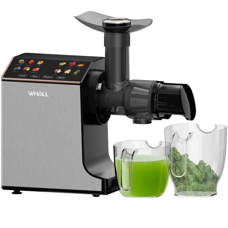 Whall Masticating Slow Juicer, Professional Stainless Juicer Machines for Vegetables and Fruit, Touchscreen, Cold Press Juicer with 2 Speed Modes, Reverse Function, Easy to Clean, 1 of 8
