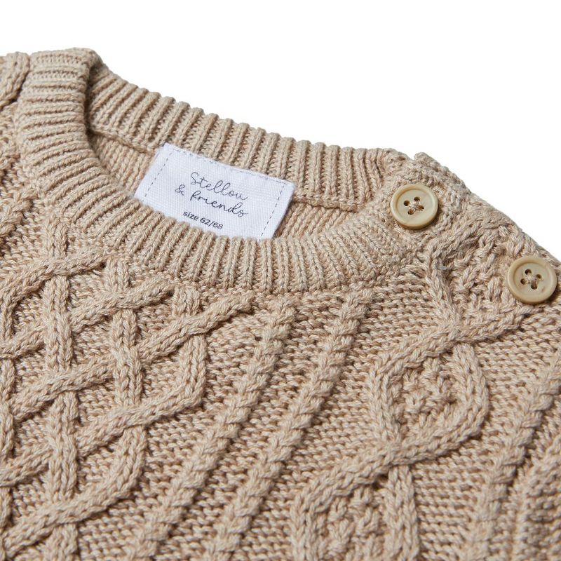 Stellou & Friends 100% Cotton Unisex Cable Knit Sweater for Babies and Children Ages 0-6 Years, 2 of 4
