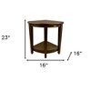 HomeRoots Curvilinear Dark Brown Teak 18" Corner Shower Bench With Shelf - 2 of 4