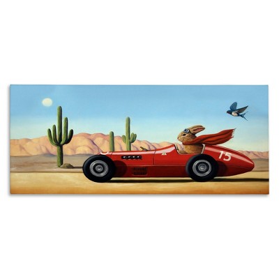 Stupell Industries Race Car Bunny Driving Desert Canyon, 24" x 10"