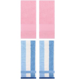 REGALWOVEN 4 Pcs Cotton Soft Comfortable Absorbent Striped Hand Towel - 1 of 4
