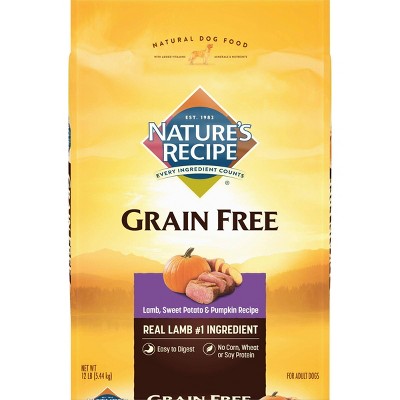 Nature's Recipe Grain Free Lamb, Sweet Potato & Pumpkin Recipe Adult Dry Dog Food - 12lbs