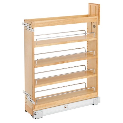 Rev-A-Shelf 5.5" Pullout Storage Organizer for Base Kitchen/Bathroom Cabinets with Soft-Close Full Extension Slides & Adjustable Shelves, 448-BCSC-5C