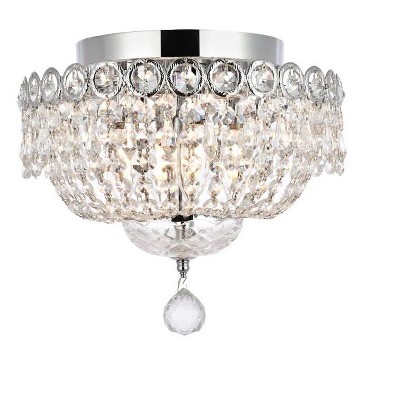 Elegant Lighting Century 4 light Chrome Flush Mount Clear Royal Cut Crystal