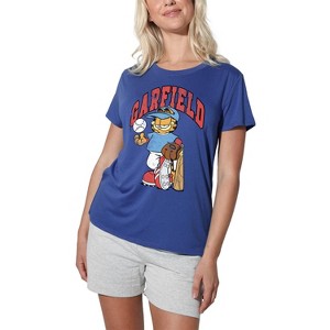 Women's Garfield Baseball Loose T-Shirt Royal - 1 of 4