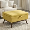 Vynxaria Mid-Century Modern Square Coffee Table Storage Bench - Yellow - 2 of 4