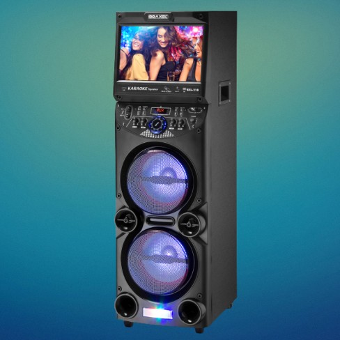 Braxel Audio Karaoke Bxl-210 Bluetooth Speaker Machine Includes 15" Android Tablet Dual 10" Woofers 2 Microphones - Great For Home Parties And Gatherings - Black : Target