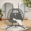 XIYUYEU Double Hanging Egg Chair with Stand, Hanging Chair Outdoor, Wicker Rattan Patio Basket Egg Swing Chair, Hammock Egg Chairs, Hammock Swing - 2 of 4