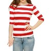 INSPIRE CHIC Women's Stripes Casual Basic Elbow Sleeves Boat Neck Slim Fit T-Shirts - 2 of 4