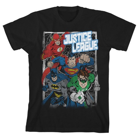 Justice League Heroes Youth Boys Black T-shirt-medium : Target