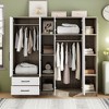 TIRAMISUBEST 6 Door Bedroom Armoire Closet with 2 Storage Drawers and Hanging Rods, Modern Wardrobe Clothes Organizer with Open Storage Shelves - 3 of 4