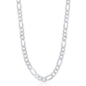 Links of Italy Sterling Silver 5.8mm Figaro Chain -Rohdium Plated - Available Sizes: 8  , 18  , 20  , 22  , 24  , 30  Inches - 1 of 2