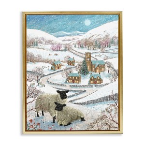 Stupell Industries Sheep on Wintery Hill Black Floater Framed Canvas Wall Art - 1 of 4