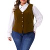 Agnes Orinda Women's Plus Size Steampunk Velvet Sleeveless Button Down V Neck Suit Vests - 2 of 4