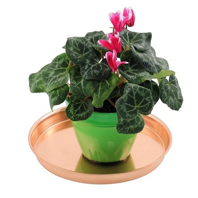 Set of 2 Round Copper-Plated Stainless Steel Trays