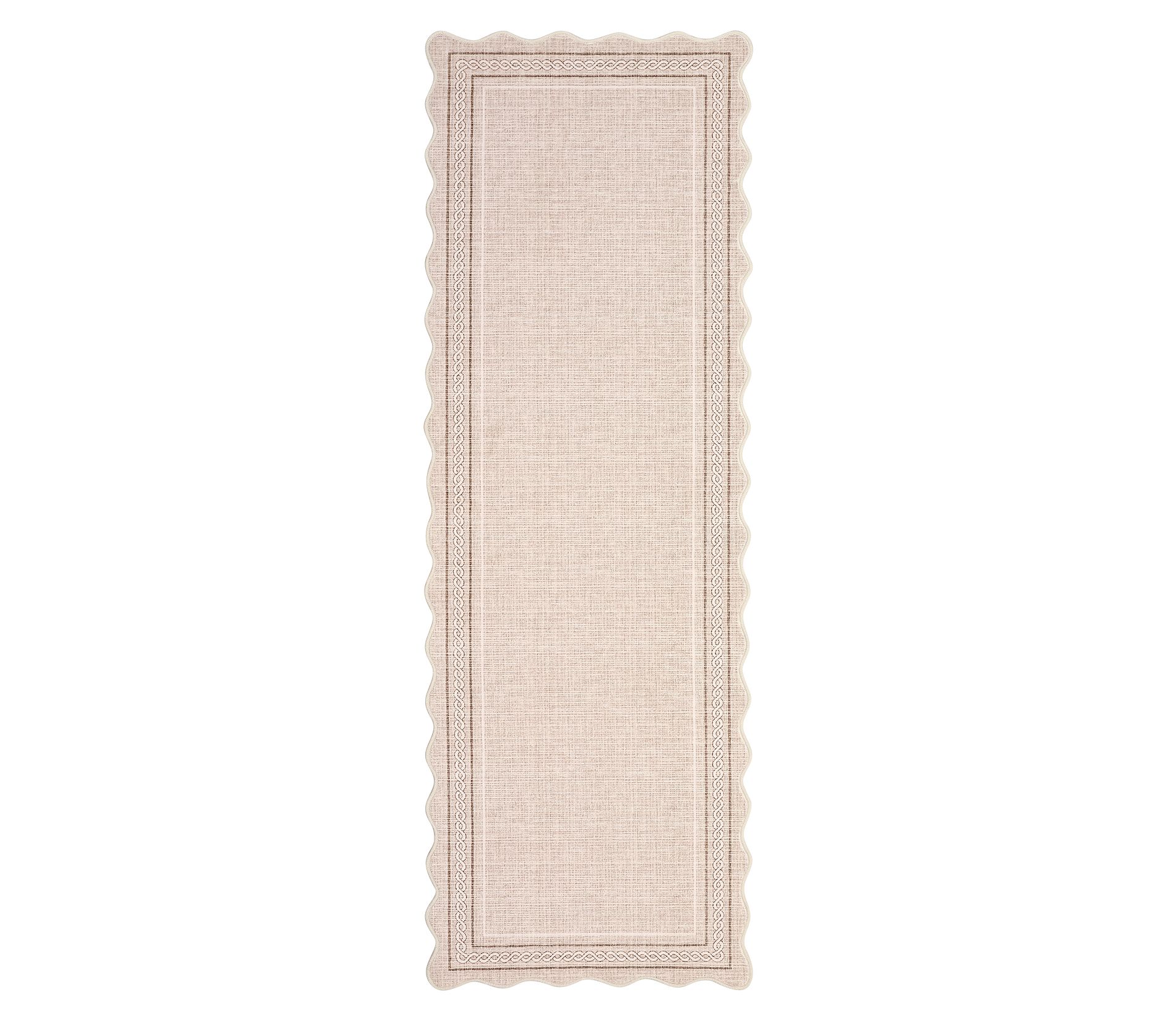 Washable Scalloped Living Room Rugs, Indoor Modern Bordered Bedroom Nursery Rug, Soft Non Slip Dining Room Carpet