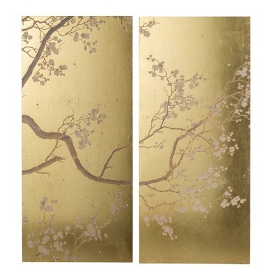 Set of 2 Cherry Blossom Panel Wall Arts Rose Gold - A&B Home