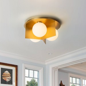 LLHZSY 3-Light Flush Mount Ceiling Lights with Opal Glass-Gold - 1 of 4