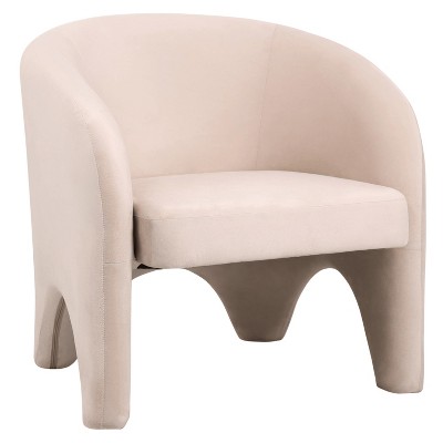 LeisureMod Lylo Collection Upholstered Accent Chair with Barrel Back Design and Iron Frame